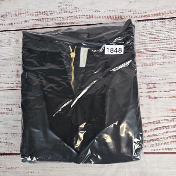 STS Sail to Sable Black Velvet Trim Dress Sz 10 Pleated Split V-Neck Whimsigoth - Picture 10 of 10